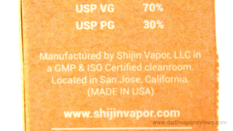 Shijin Vapor Deja Brew E-Liquid VG PG Ratio